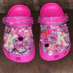 Custom pink intial K Crocs